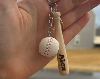 Personalized Baseball Keychain, Custom Name and Number