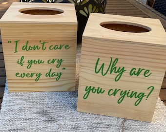 Personalized Wood Tissue Box Cover, Custom Family Name Vinyl Decor