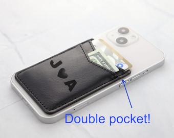 Personalized Engraved Cell Phone Wallet, Stick On Card Holder