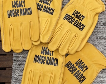 Personalized Leather Work Gloves, Custom Text, Gardening & Construction