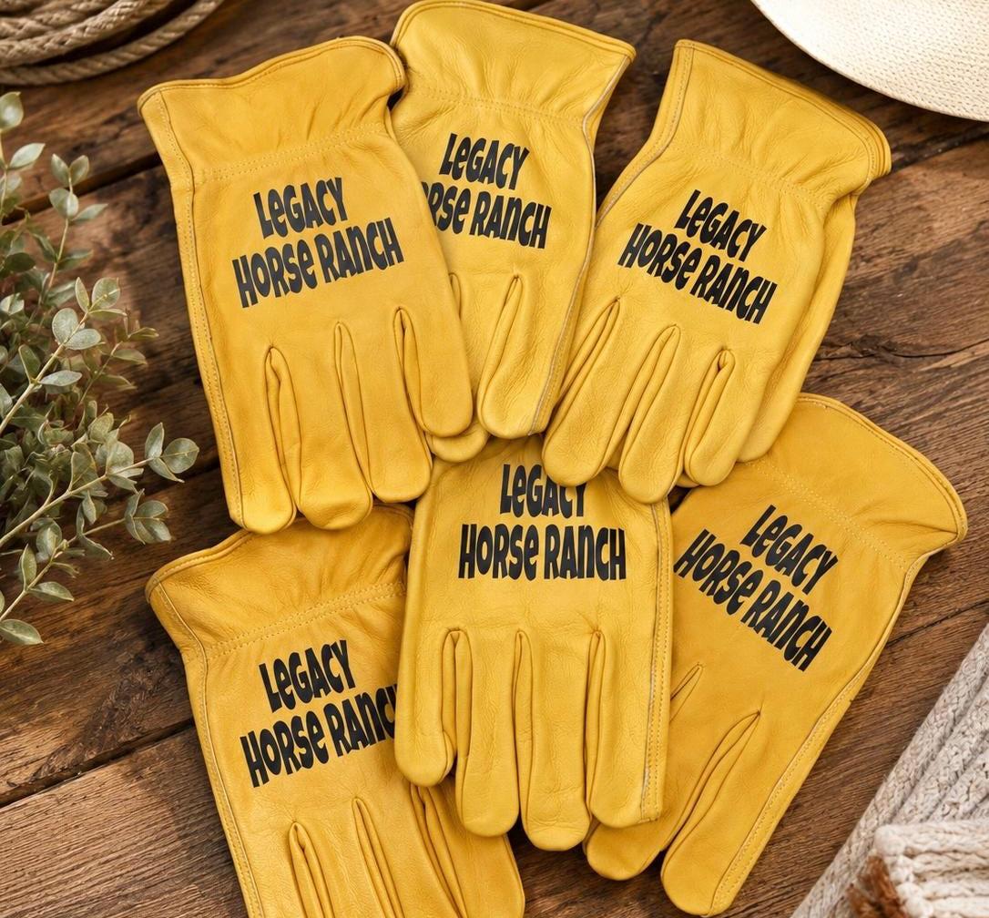 Personalized Leather Work Gloves, Custom Text, Gardening & Construction