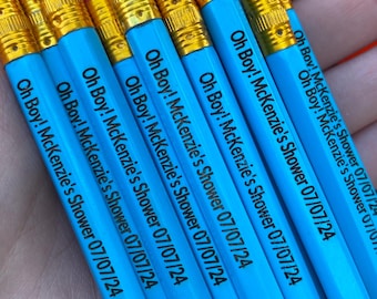 Personalized golf pencils, baby shower favors, favors for wedding, back to school, its a girl, engraved pencils, its a boy, bridal shower