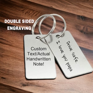 Actual Handwriting Keychain,Personalized Keychain With Handwriting, Gift For Dad, Fathers Day Gift, Custom Engraved Keychain, Gift For Mom