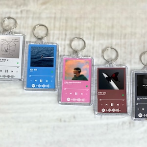 Custom Song Keychain, Spot on Keychain, Scannable, Keychain With Your Photo And Music, Music Keychain With Code, Personalized Album Keychain