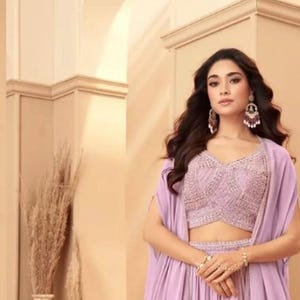 Pink Georgette Lehenga Skirt with Cape Jacket: Bollywood Style