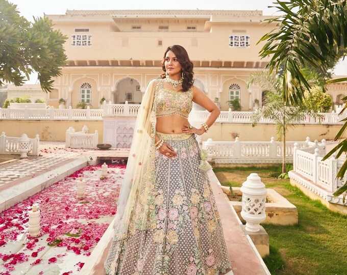 Red Floral Embroidery Lehenga & Choli - Rent main image 0