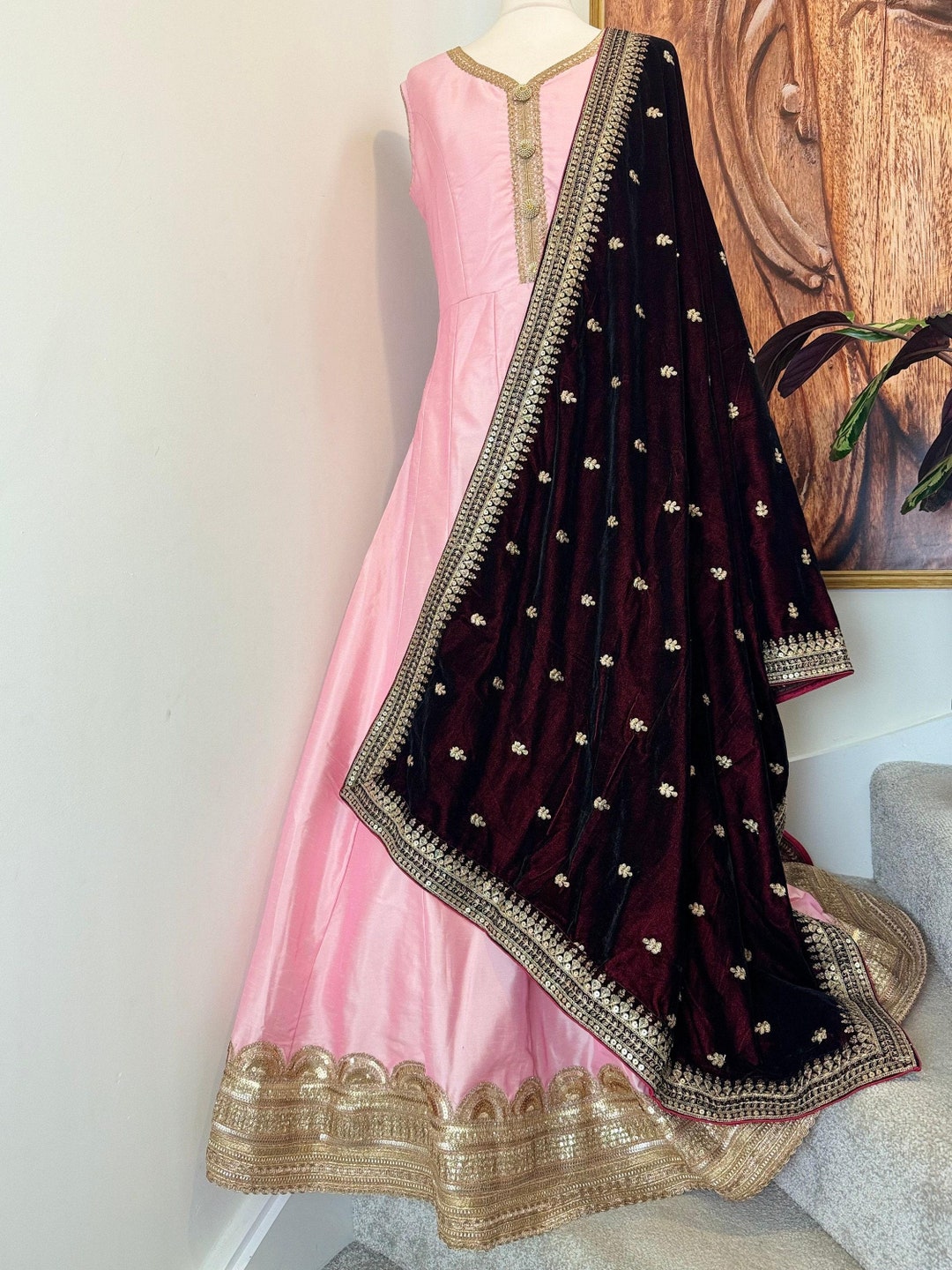 Baby Pink Heavy Net and Silk Bridal Anarkali Gowns - Clearance