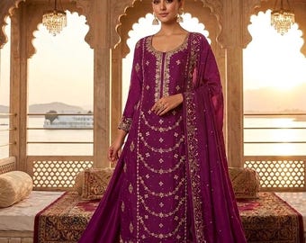Embroidered Unstitched Salwar Kameez: Punjabi Salwar kameez