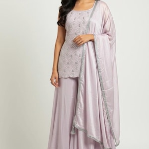 Pink Embroidered Sharara Suit: Indian Pakistani Wedding Outfit