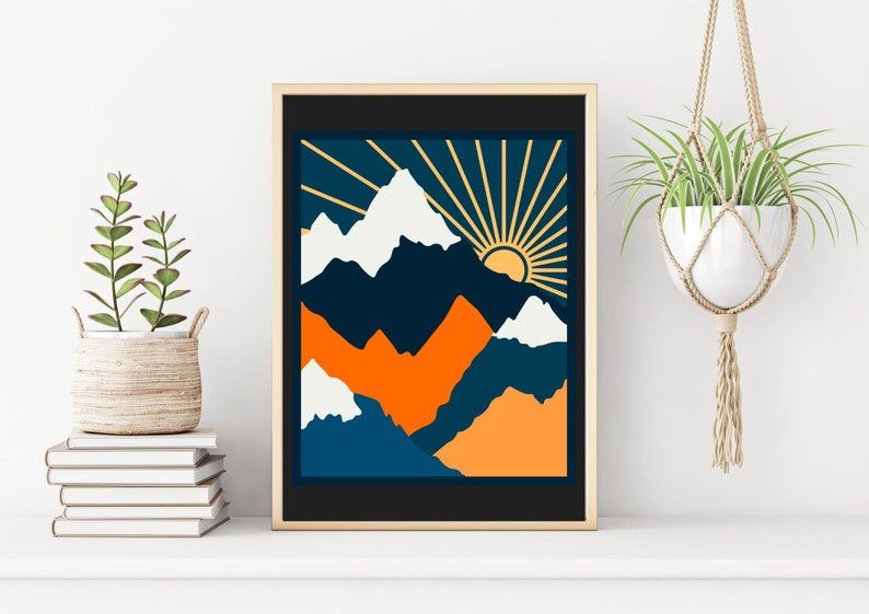 Abstract Mountain Print, Printable Wall Art, Abstract Landscape, Nature