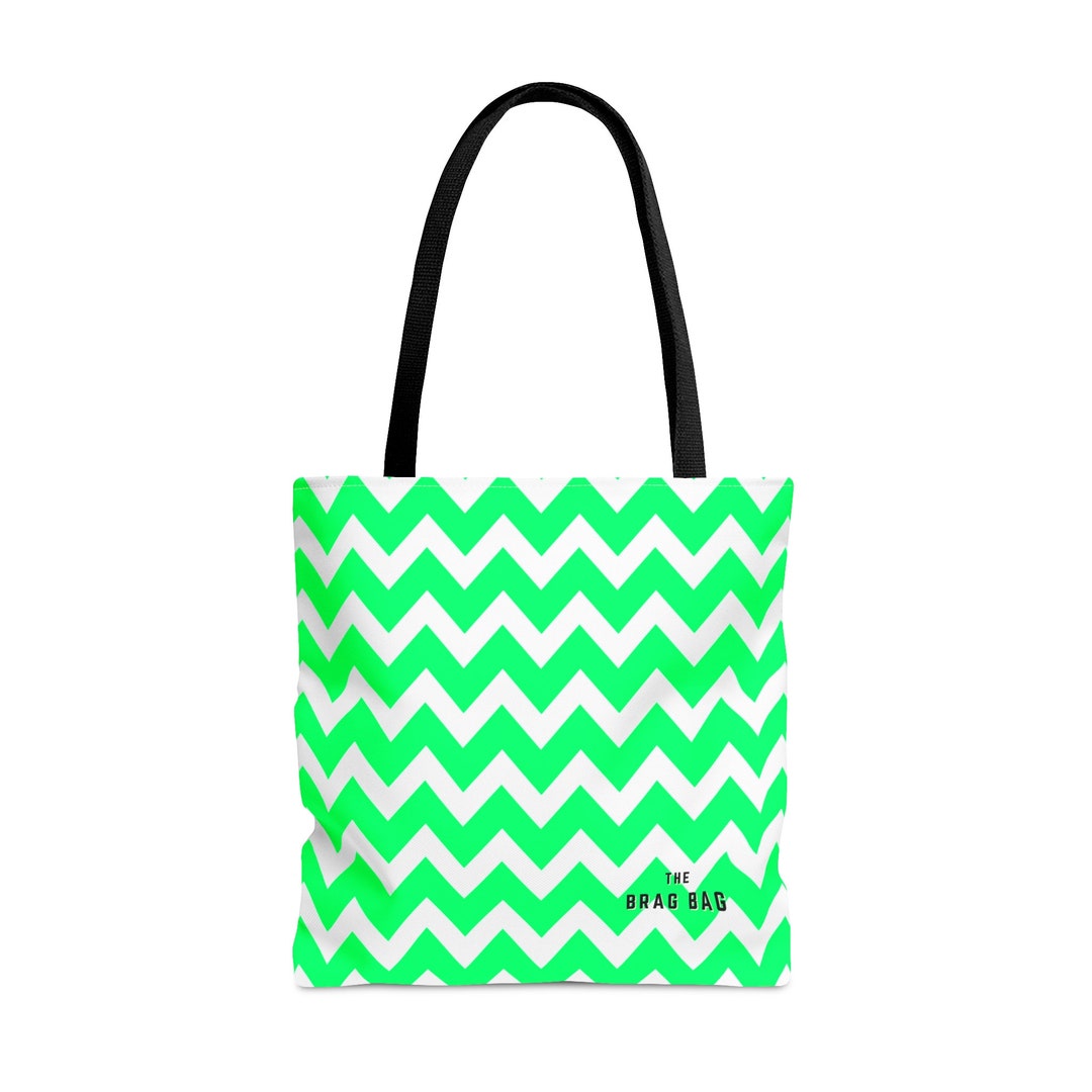 Mint Green & White Zigzag Bag, Woman's Handbag, Zigzag Tote, ZIGZAG