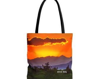 Mountain Crest Sunrise Bag, Mountain Bag, Abstract Tote Bag, Tote Bag, Mom Gifts, Mountain Bag, Gift For Mom, Shopping Bag, Canvas Tote Bag