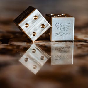 Brass D6 Dice Pair, USA Made, Custom Engraved