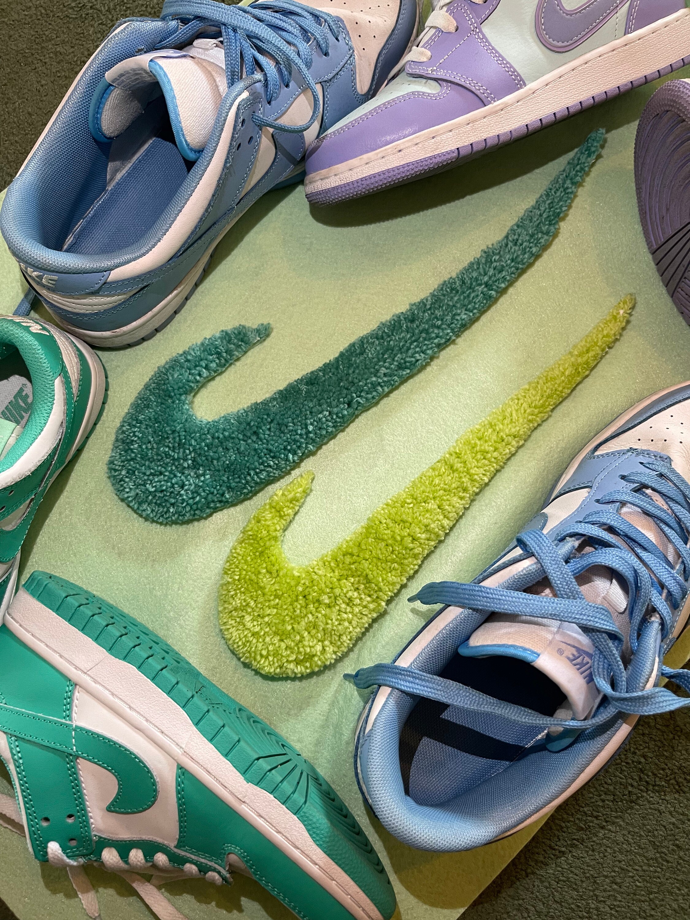 Tufted Green Swoosh Wall Accent | Logo Wall Hanging | Wall Rug | Tufted ...