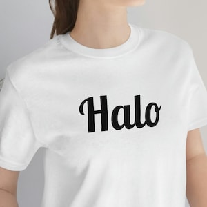 Travel Tee Hi Indonesian pronunciation Shirt Minimalist Tshirt gift for her Indonesian Hi Indonesian Shirt Halo in Indonesian