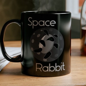 Space Rabbit Coffee Mug, Funny rabbit mugs, gift present token