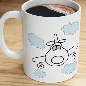 Cute Mug Funny Coffee Mug, cute aeroplane mug, cute plane mug, jet plane mug, gift for him, gift for her, token