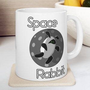 Space Rabbit Coffee Mug, Funny rabbit mugs, gift present token