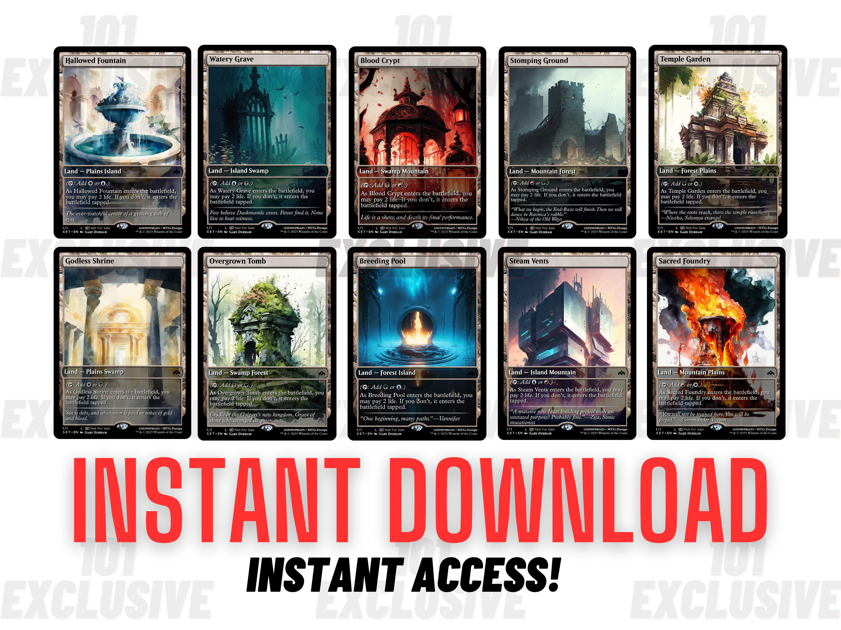 Printable Proxy Shock Lands Set, MTG Proxies, Ravnica Dual Lands, Anime