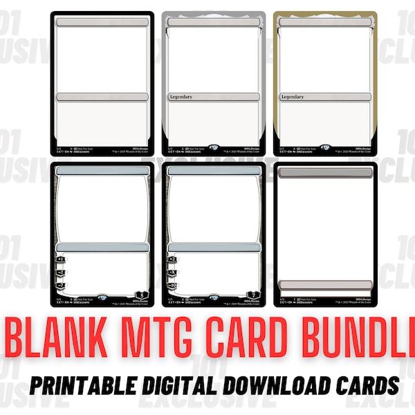 Printable Blank MTG Proxies, Blank Magic Cards, Normal, Legendary, Planeswalker, Token, Custom MTG Cards, Customizable