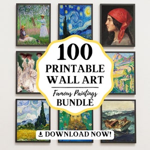 Ultimate Art Lover's Bundle: 100 Printable Wall Art - Famous Paintings Collection (Vol 1) - Instant Download