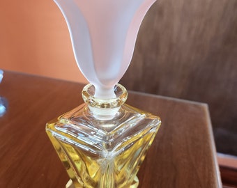 Vintage Made in Germany Cristal de Plomo Amarillo con Tapón de Satén