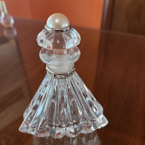Czech Republic Art Glass Perfume Bottle with Faux Pearl Stopper