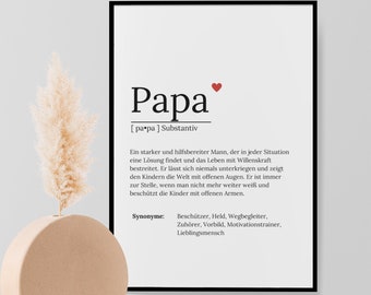 Définition "papa", A4, téléchargement instantané, cadeau papa, signifiant papa, meilleur papa, imprimez-le vous-même, mon papa