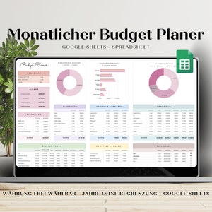 Monthly Budget Planner, Google Sheets, for all years, Financial Tracker, Digital Planner, Euro, German Planner, Spreadsheet