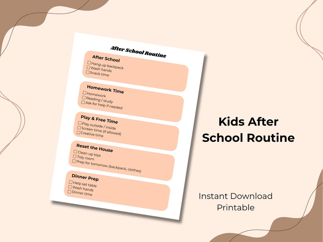 Kids Afterschool Routine Printable | After School Schedule for Kids ...