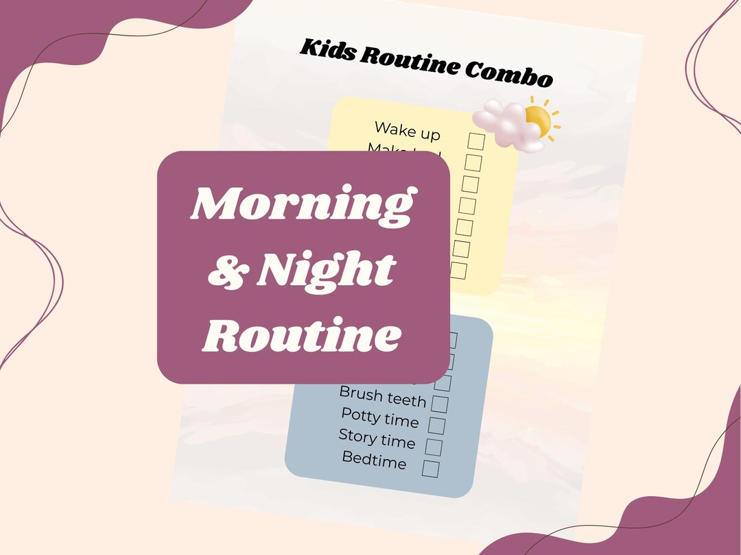 Morning & Night Routine Chart Printable | Kids Daily Routine Checklist ...