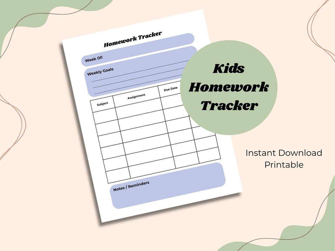 Homework Tracker Printable | Student Assignment Planner | Weekly ...