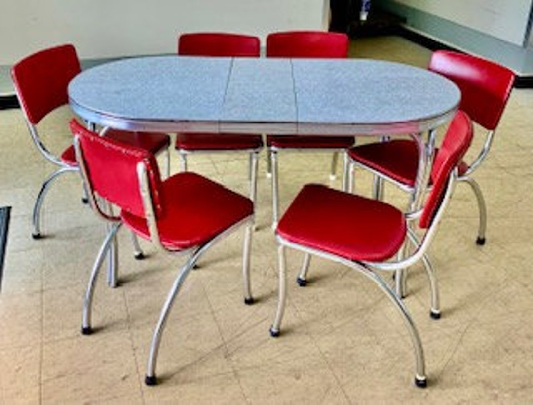 1950s Laminate Top Kitchen Table With Leaf and 6 Chair Etsy