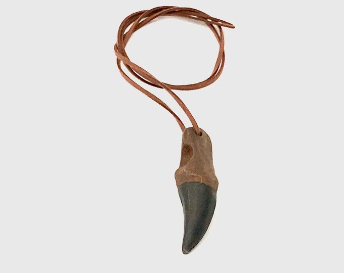 T-rex Tooth Necklace Cast Resin Fossil Replica 3”