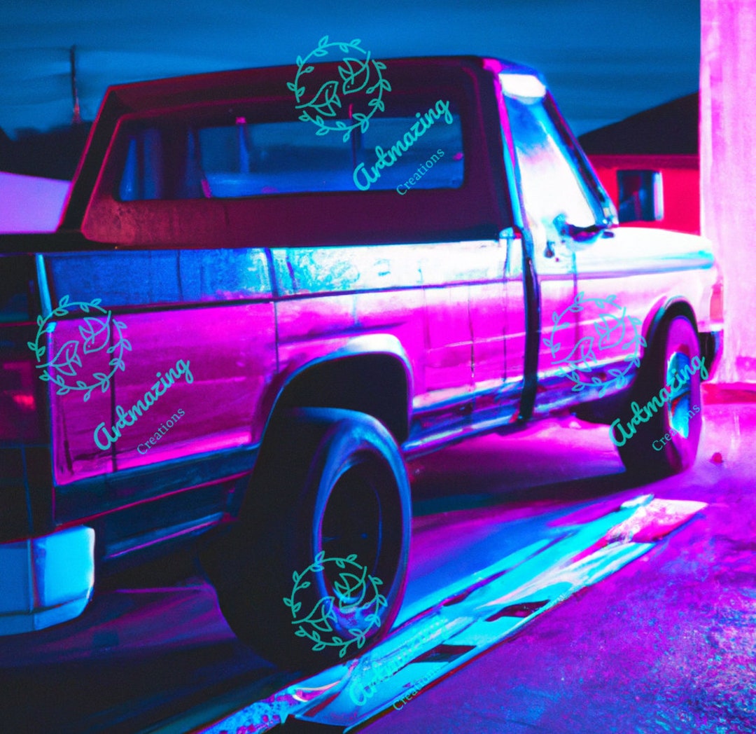 Synthwave Vintage Truck Wall Decor Etsy