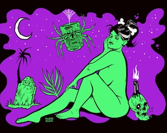 Curvy Ghoul Tiki Print