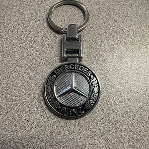 Mercedes Benz 3D New Metal Car Key Chain Ring w/ Black Inlay
