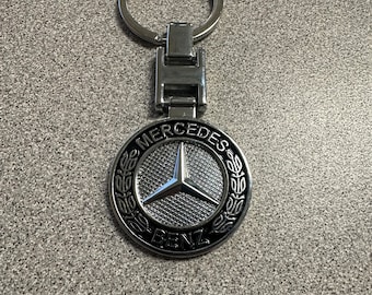 Mercedes Benz 3D New Metal Car Key Chain Ring w/ Black Inlay