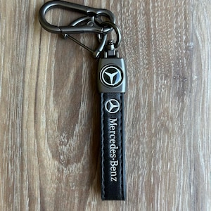 Mercedes Benz 3D New Key Chain Ring w/Leather strap