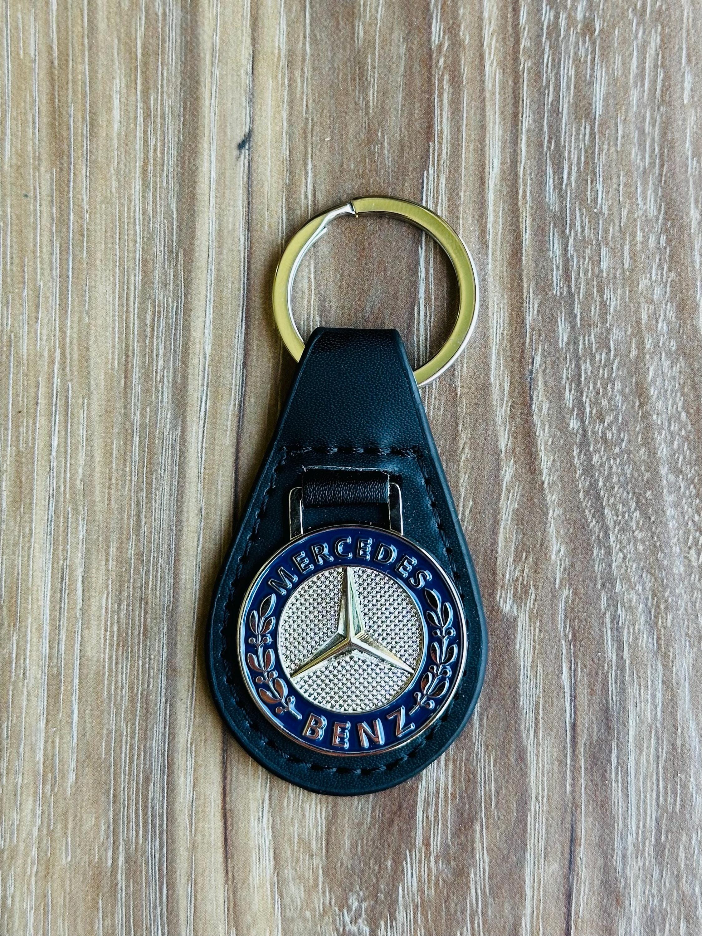 Mercedes Benz 3D New Metal Car Key Chain Ring W/faux Leather and