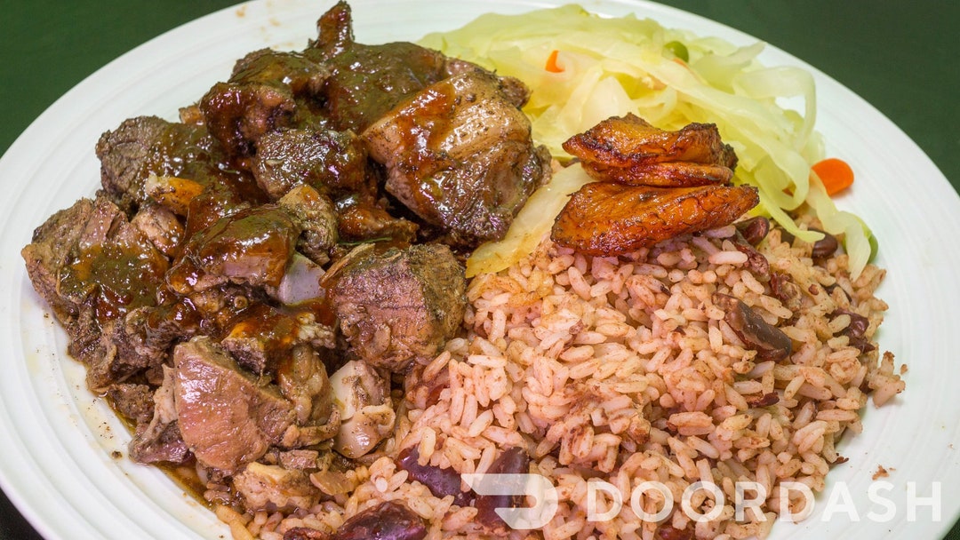 Jerk Pork, Pork, Jerk Pork Meal, Jerk Pork With Rice, Plantain and