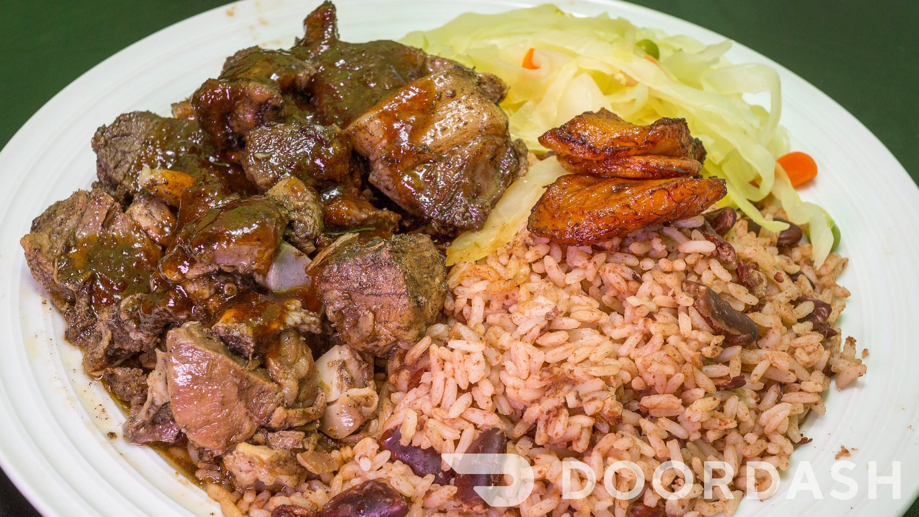 Jerk Pork, Pork, Jerk Pork Meal, Jerk Pork With Rice, Plantain and