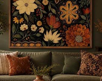 Boho Floral Wall Art | Affordable Wall Art | Moody Botanical Print | Downloadable Prints