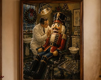 Nutcracker Dentist Christmas Art | Funny Vintage Holiday Print | Affordable Wall Art | Downloadable Prints