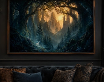 Enchanted Forest Castle Wall Art | Fantasy Landscape | Affordable Wall Art | Downloadable Prints