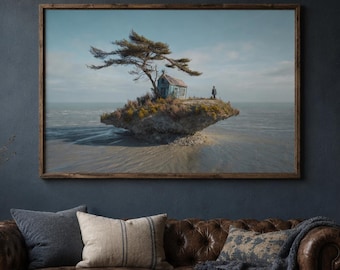 Surreal Floating Island Wall Art | Lonely House Print | Dreamcore Landscape | Affordable Wall Art | Downloadable Prints