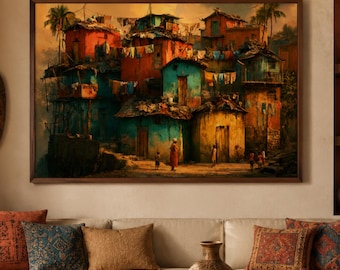 Haitian Hillside Village Art | Caribbean Painting | Affordable Wall Art | Downloadable Prints