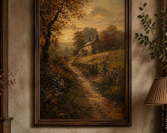 English Cottage Landscape | Vintage Countryside Art | Affordable Wall Art | Downloadable Prints