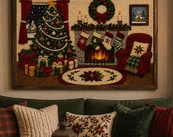 Knitted Christmas Wall Art | Cozy Christmas Decor | Vintage Holiday Print | Affordable Wall Art | Downloadable Prints