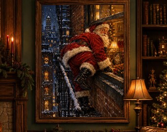 Santa Apartment Christmas Wall Art | No Chimney Santa Print | Funny Vintage Christmas | Affordable Wall Art | Downloadable Prints